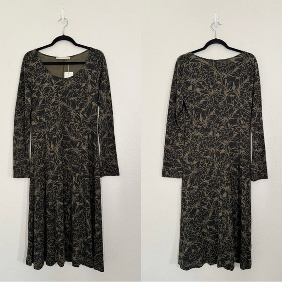Peruvian Connection Trattoria Long Sleeve Maxi Dress Black Floral Medium NEW - Picture 3 of 4